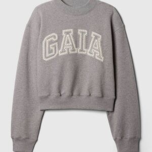 Gray Cropped Crewneck Sweatshirt